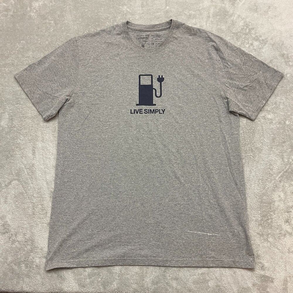 Patagonia Live Simply T-Shirt SIze XL Gray Responsibili-T Electric Car